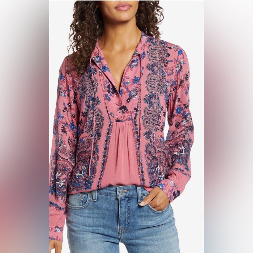 *BRAND NEW* Lucky Brand Paisley & Floral Peasant Top